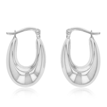 14ct White Gold Silver Filled Fancy Creole Hoop Earrings
