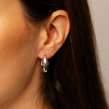 14ct White Gold Silver Filled Fancy Creole Hoop Earrings