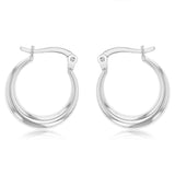 14ct White Gold Silver Filled Creole Hoop Earrings