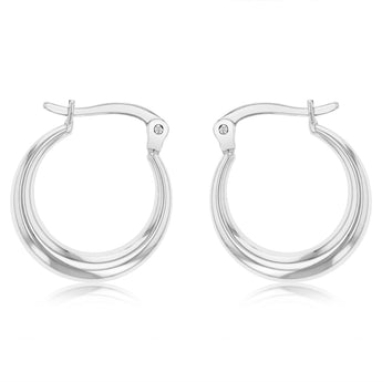 14ct White Gold Silver Filled Creole Hoop Earrings