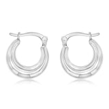 14ct White gold Silver Filled Petite Creole Hoop Earrings