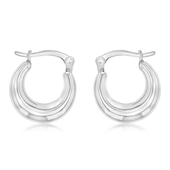 14ct White gold Silver Filled Petite Creole Hoop Earrings