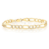 9ct Yellow Gold Silverfilled Figaro 21cm Bracelet