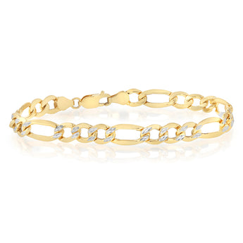 9ct Yellow Gold Silverfilled Figaro 21cm Bracelet