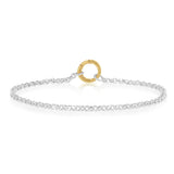 9ct Yellow Gold and Sterling Silver Fancy Rolo 19cm Bracelet