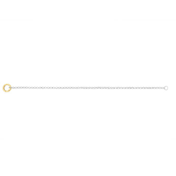 9ct Yellow Gold and Sterling Silver Fancy Rolo 19cm Bracelet
