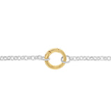 9ct Yellow Gold and Sterling Silver Fancy Rolo 19cm Bracelet