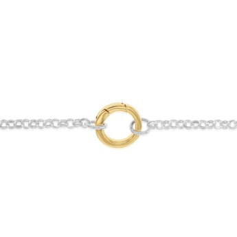 9ct Yellow Gold and Sterling Silver Fancy Rolo 19cm Bracelet