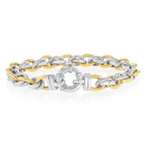 9ct Yellow Gold and Sterling Silver 20cm Fancy Belcher Bracelet with Bolt Ring Clasp