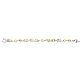 9ct Yellow Gold and Sterling Silver 20cm Fancy Belcher Bracelet with Bolt Ring Clasp