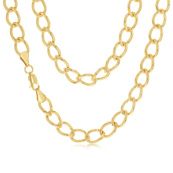 9ct Yellow Gold Silver Filled Wide Curb 50cm Chain