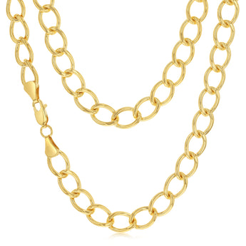 9ct Yellow Gold Silver Filled Wide Curb 60cm Chain