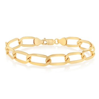 9ct Yellow Gold Copper Filled Paperclip 19cm Bracelet