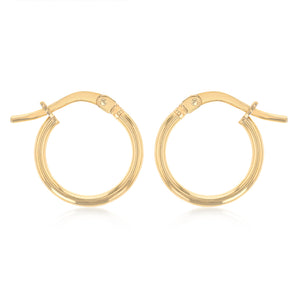 9ct Yellow Gold Silverfilled Plain 10mm Hoop Earrings