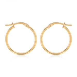 9ct Yellow Gold Silverfilled Plain 15mm Hoop Earrings