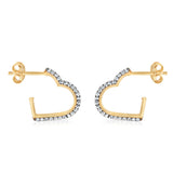 9ct Yellow Gold Cubic Zirconia Heart Hoop Earrings