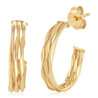 9ct Yellow Gold Silverfilled Small Twist 3/4 Hoop Earrings