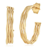 9ct Yellow Gold Silverfilled Medium Twist 3/4 Hoop Earrings