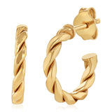 9ct Two Tone Gold Silverfilled Twist Tube 3/4 Hoop Earrings