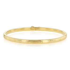 9ct Yellow Gold Silverfilled Engraved Heart Baby Bangle
