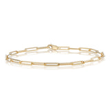 9ct Yellow Gold Silverfilled Thin Paperclip 19cm Bracelet