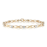 9ct Yellow Gold Silverfilled Cubic Zirconia Infinity 19cm Bracelet
