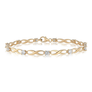 9ct Yellow Gold Silverfilled Cubic Zirconia Infinity 19cm Bracelet