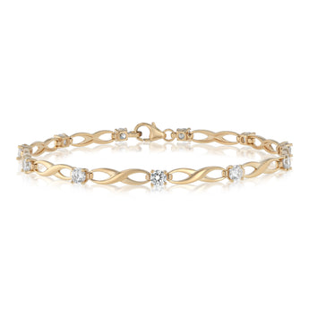 9ct Yellow Gold Silverfilled Cubic Zirconia Infinity 19cm Bracelet