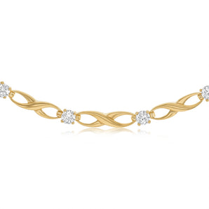 9ct Yellow Gold Silver Filled Cubic Zirconia Infinity 45cm Chain