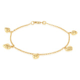 9ct Yellow Gold Silverfilled Heart Belcher 19cm Bracelet
