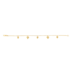 9ct Yellow Gold Silverfilled Heart Belcher 19cm Bracelet