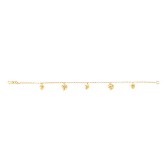 9ct Yellow Gold Silverfilled Heart Belcher 19cm Bracelet