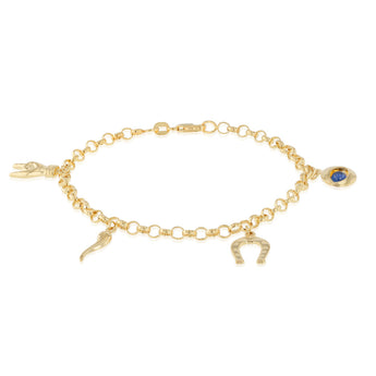 9ct Yellow Gold Silverfilled Multicharm Belcher 19cm Bracelet