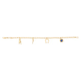 9ct Yellow Gold Silverfilled Multicharm Belcher 19cm Bracelet