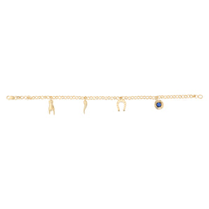 9ct Yellow Gold Silverfilled Multicharm Belcher 19cm Bracelet