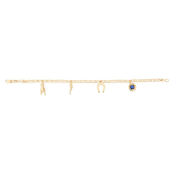 9ct Yellow Gold Silverfilled Multicharm Belcher 19cm Bracelet