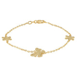 9ct Yellow Gold Silverfilled Butterfly and Flower 19cm Bracelet