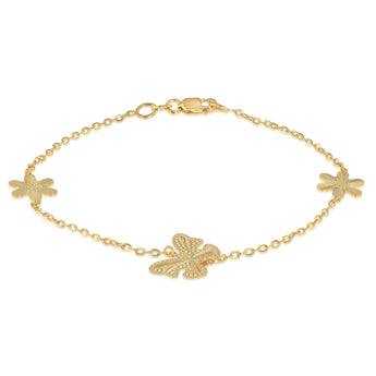 9ct Yellow Gold Silverfilled Butterfly and Flower 19cm Bracelet