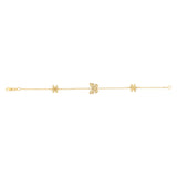 9ct Yellow Gold Silverfilled Butterfly and Flower 19cm Bracelet