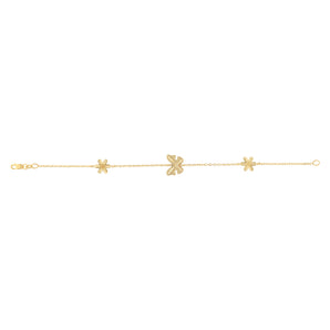 9ct Yellow Gold Silverfilled Butterfly and Flower 19cm Bracelet