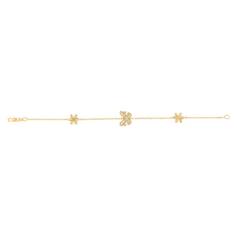 9ct Yellow Gold Silverfilled Butterfly and Flower 19cm Bracelet