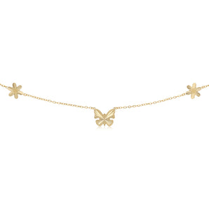 9ct Yellow Gold Silver Filled Butterfly and Flower 45cm Necklace