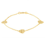 9ct Yellow Gold Silverfilled Heart 19cm Bracelet
