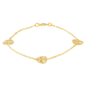 9ct Yellow Gold Silverfilled Heart 19cm Bracelet