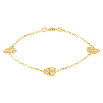 9ct Yellow Gold Silverfilled Heart 19cm Bracelet