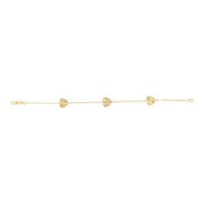 9ct Yellow Gold Silverfilled Heart 19cm Bracelet