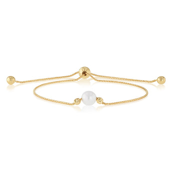 9ct Yellow Gold Silverfilled Freshwater Pearl Bolo Bracelet