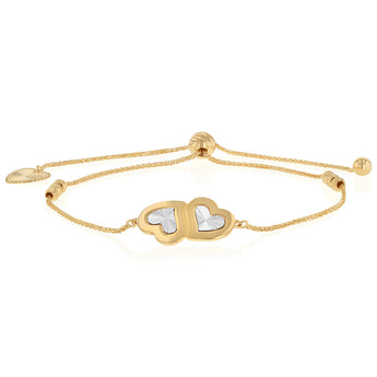 9ct Yellow Gold Silverfilled Double Heart Bolo Bracelet