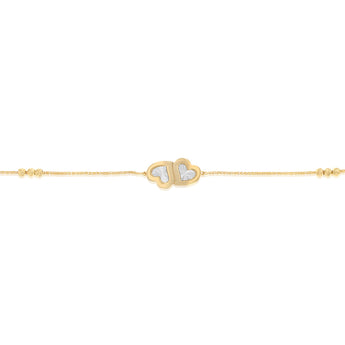 9ct Yellow Gold Silverfilled Double Heart Bolo Bracelet