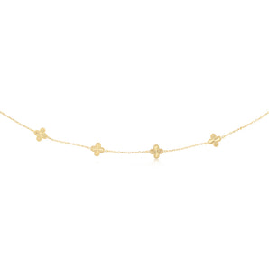 9ct Yellow Gold Silver Filled Clover Necklace